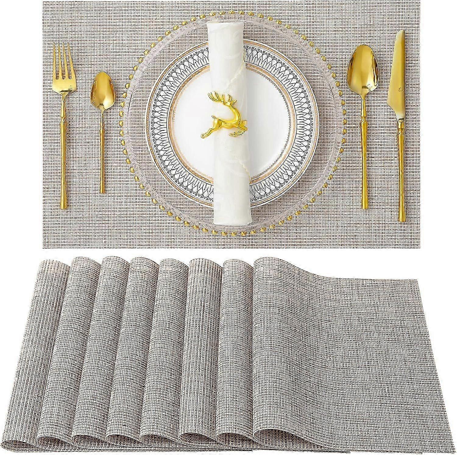 Sets de table, lot de 8 sets de table résistants à la chaleur Sets de table antidérapants anti-taches