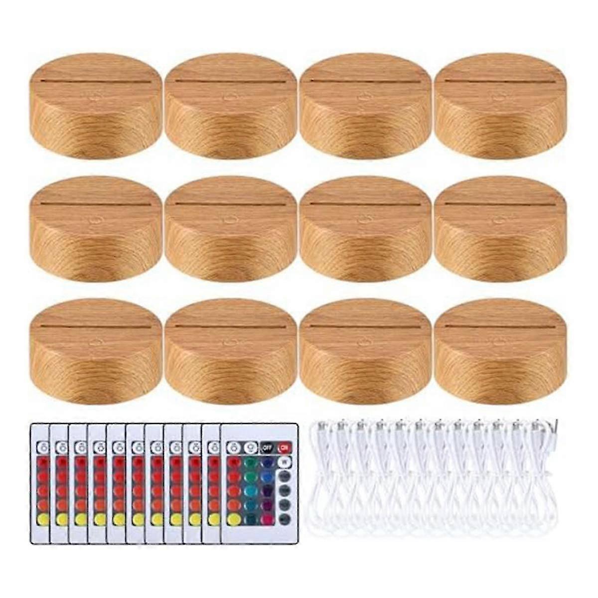 12 Pcs Christmas 3D Night LED Lamp Base Gift 16 Colors LED Light Display Base with Remote Control