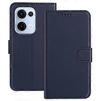 TKdaddy För Oppo Reno13 5G (Global) Läderfodral Plånboksstativ Solid färg Anti Drop Telefonskydd Blå