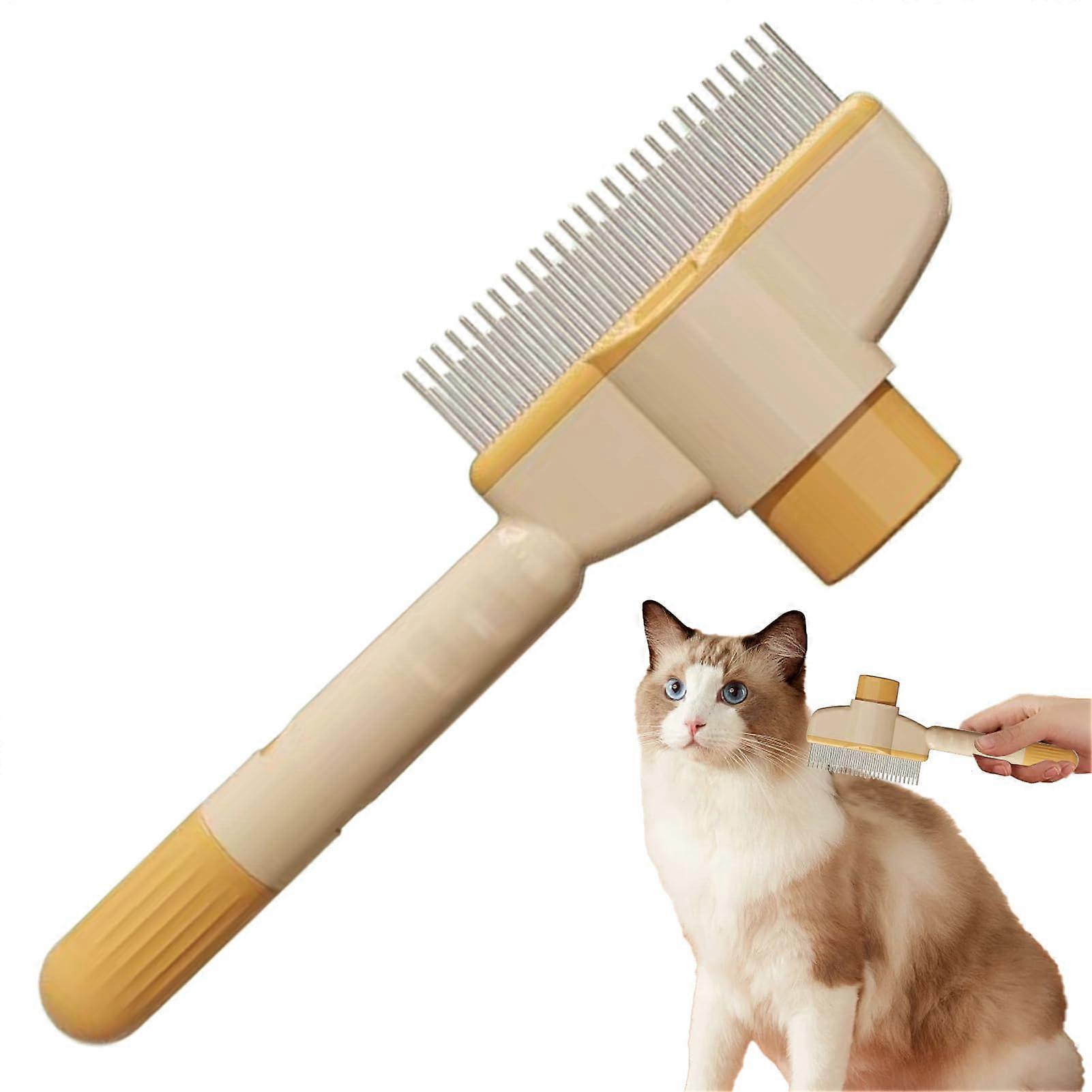 Self-Cleaning Dog Comb for Dogs and Cats with Mats | Pet Grooming Brush for Puppies and Kittens, Yellow Color