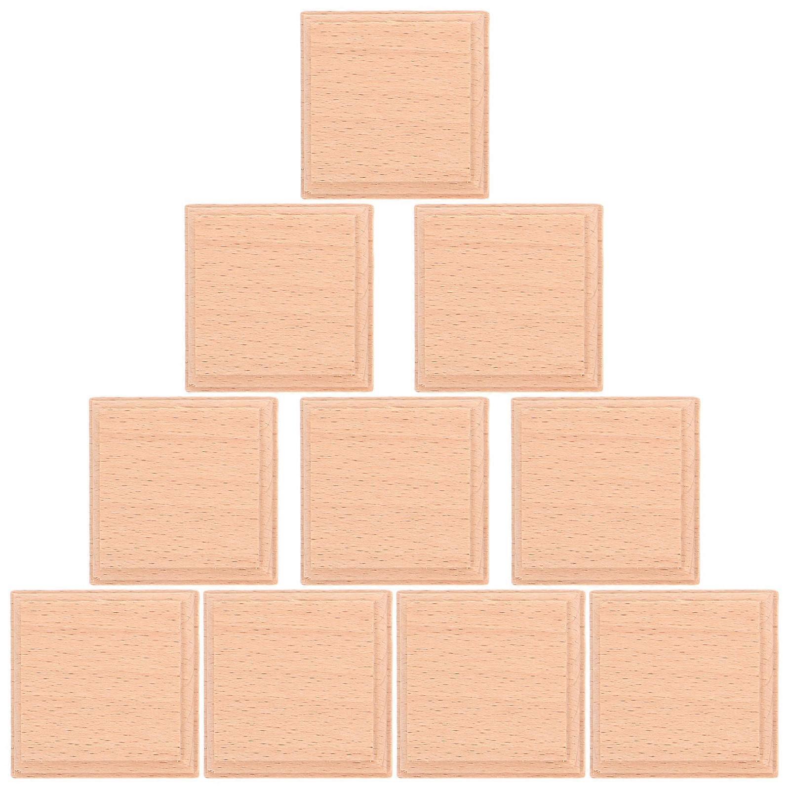 10pcs Unfinished Beechwood Blocks Crafts Display Bases Multi Functional Square Risers for Sculptures Jewelry DIY Projects Easy Assembly Decor
