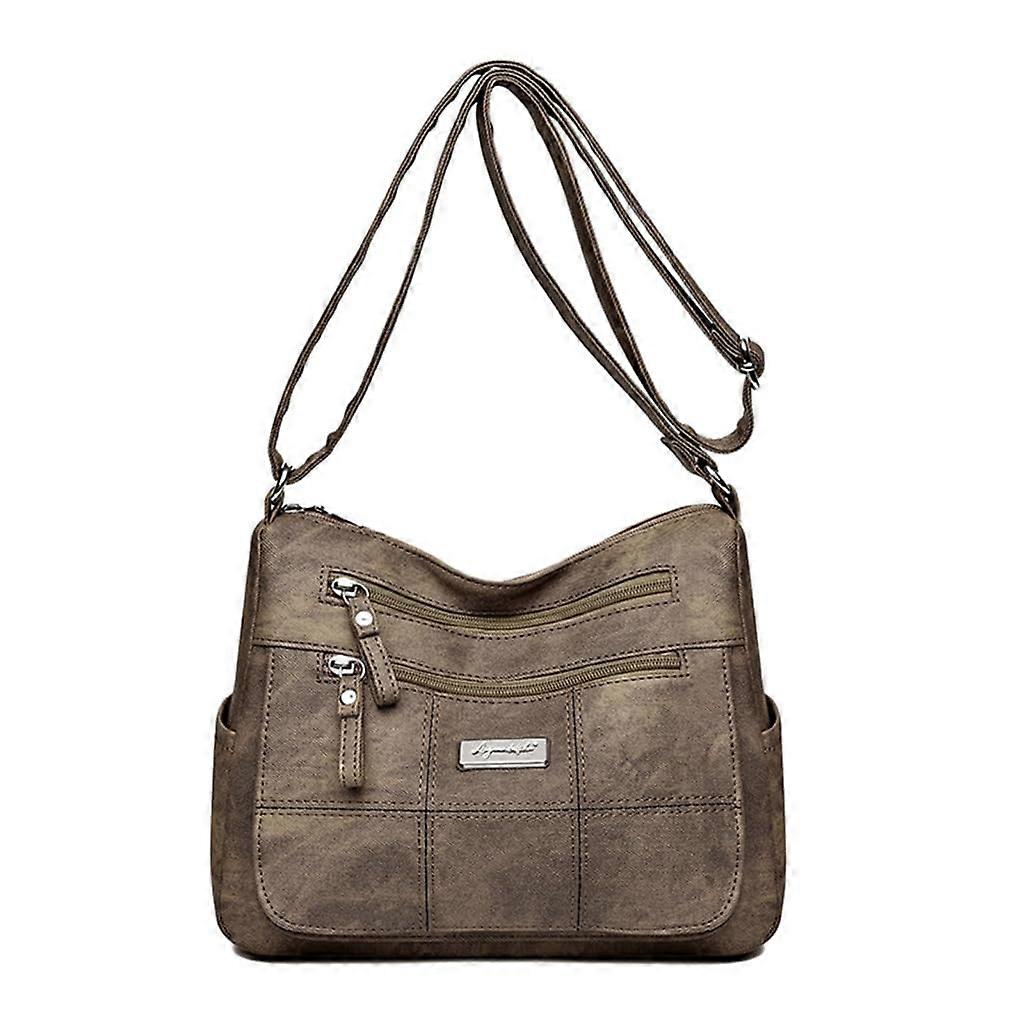 Stylish Blue Soft Leather Shoulder Bag for Women with Convenient Shoulder Strap, for Daily Use Brown