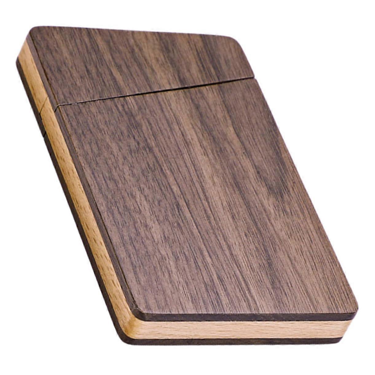 Portable Wooden Business Card Holder Walnut Dark Brown