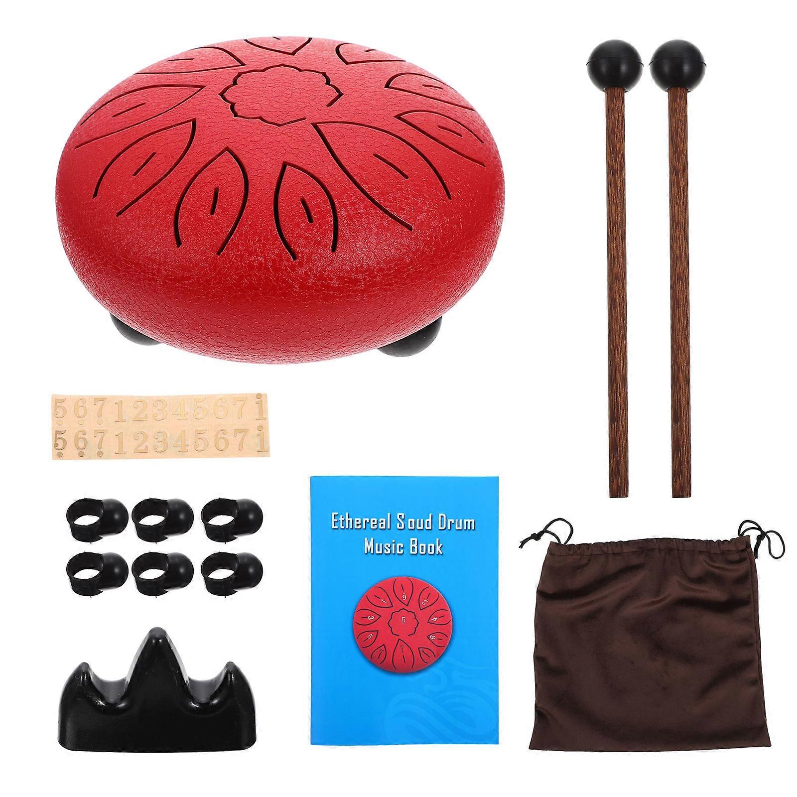 Tongue Drum Mallet Set Ethereal Drum Musical Instrument Beginners Red Color Percussion Instruments 1Set