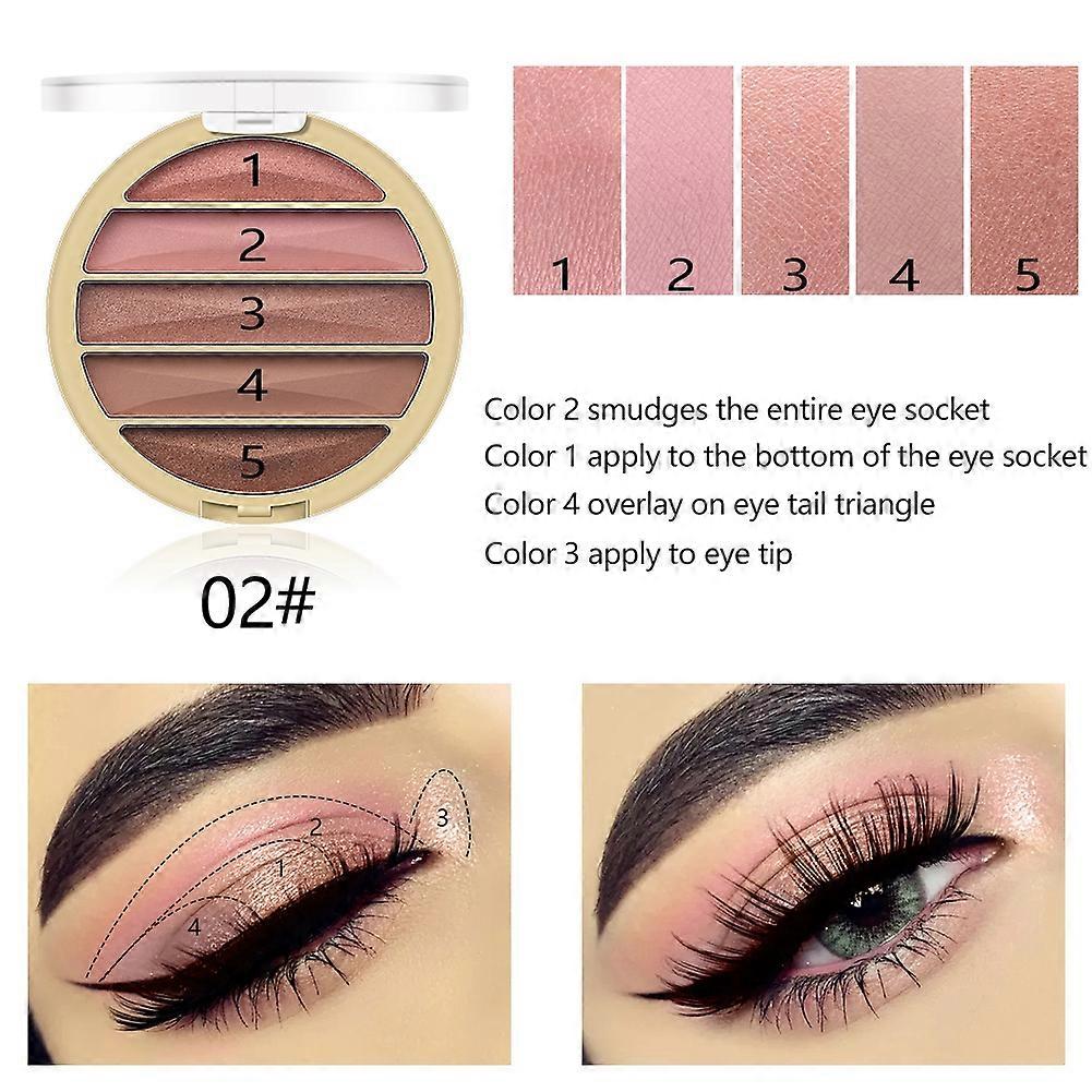 5 Colors Glitter Matte Eyeshadow Powder Makeup Eyeshadow Cosmetic Tool (N2)