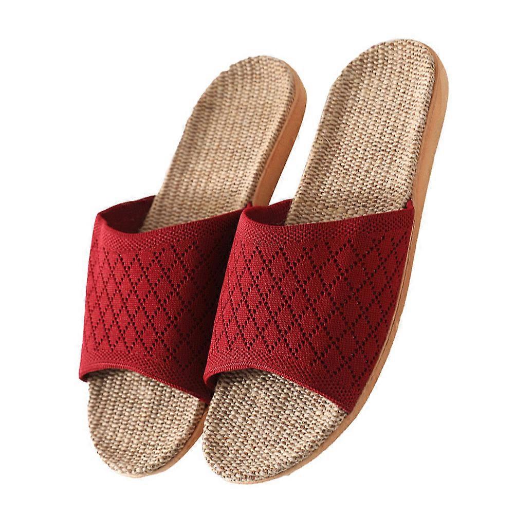 Linen Shoes Simple Design Breathable Flexible Spring Summer Indoor Use 4UK 1 Pair