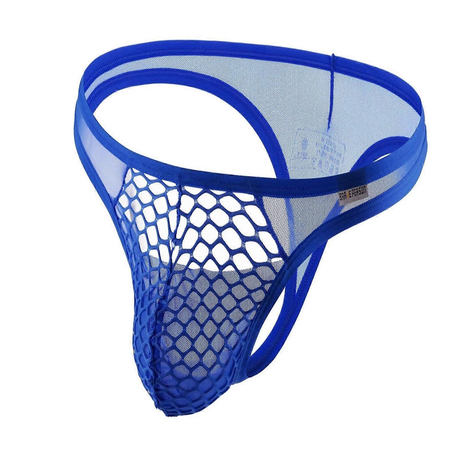 Men's Briefs Mesh Breathable Transparent Underwear for Men, Lightweight Deep Waist Triangle Shape in Dunkelblau, Size M