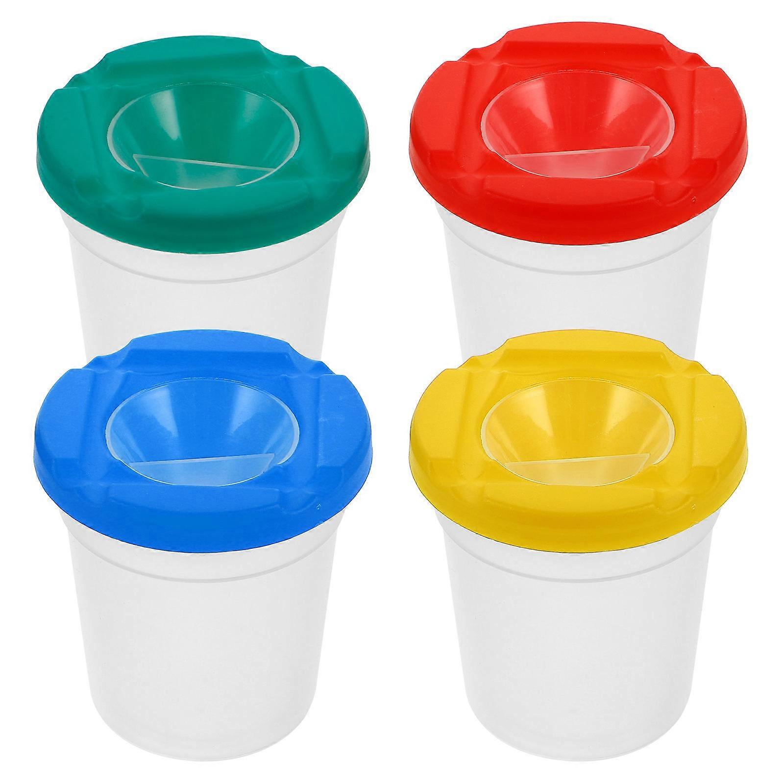 Kids Painting Brush Washing Tools with Rotating Basin Set in Assorted Color Made of ABS 4pcs