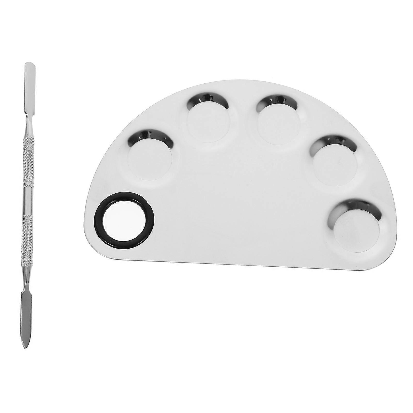 Eye Shadow Stick Set Makeup Mixing Palette For Diy Nail Art Silver 16x10.5cm Stainless Steel Mixing Foundation 1Set