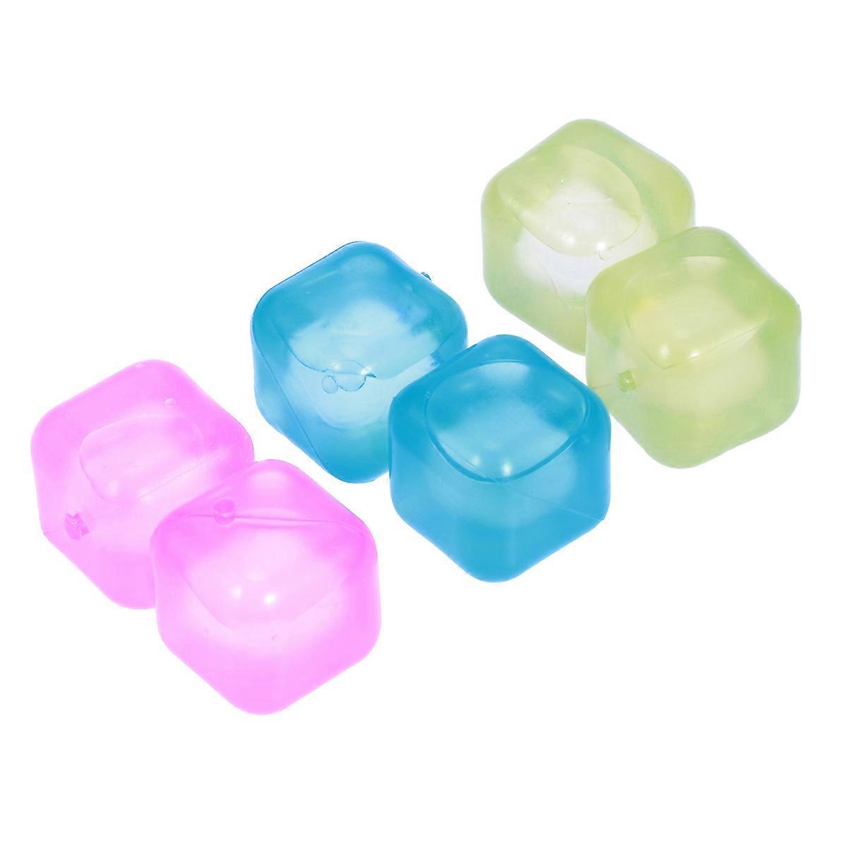 Colorful Ice Cubes Reusable 3D Ice Cubes for Drinks Square Party Cooling 6Pcs