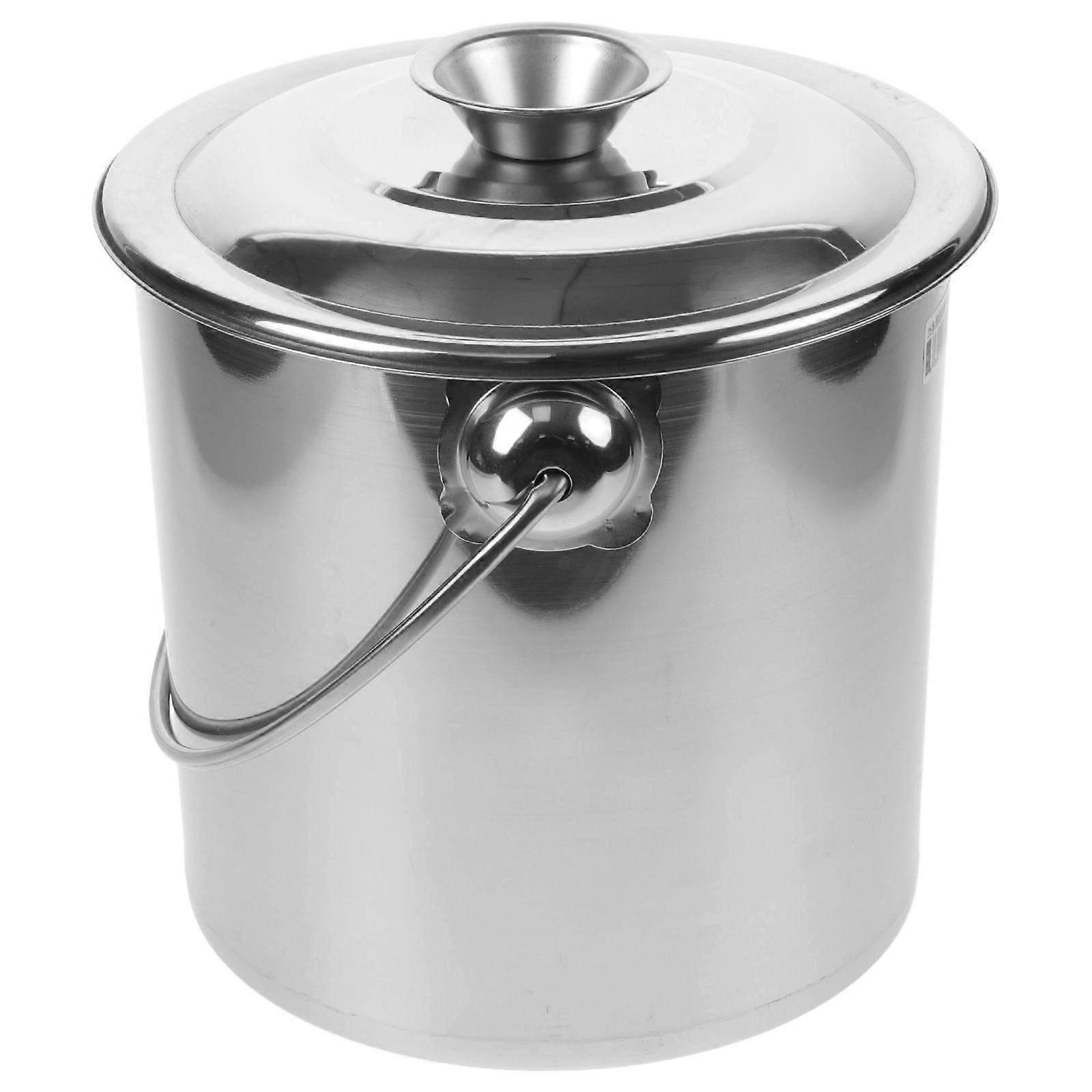 Seau à lait en acier inoxydable Seau à lait Eau liquide de lait Pot de stockage de graisse avec poignée et couvercle