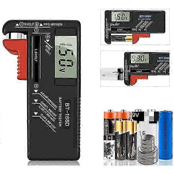 Universeller digitaler Batterietester für AA, AAA, C, D, PP3, 9V, 1,5V & Knopfzellen - Effizienter Batterielebensdauer-Checker & Tester