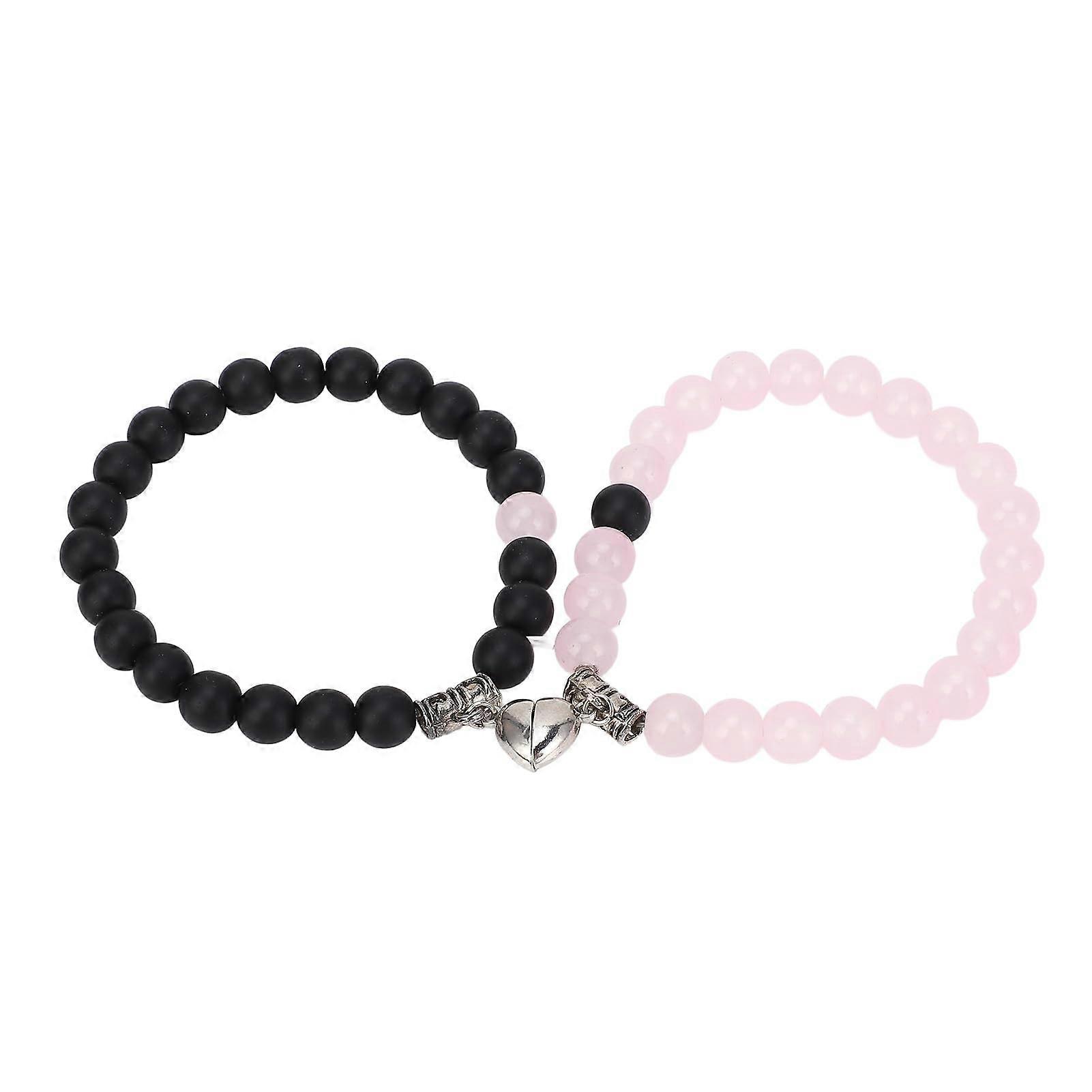 Matching Heart Bracelets Set for Couples, Love Connection Beaded Bracelets, Adjustable Size for Any Occasion