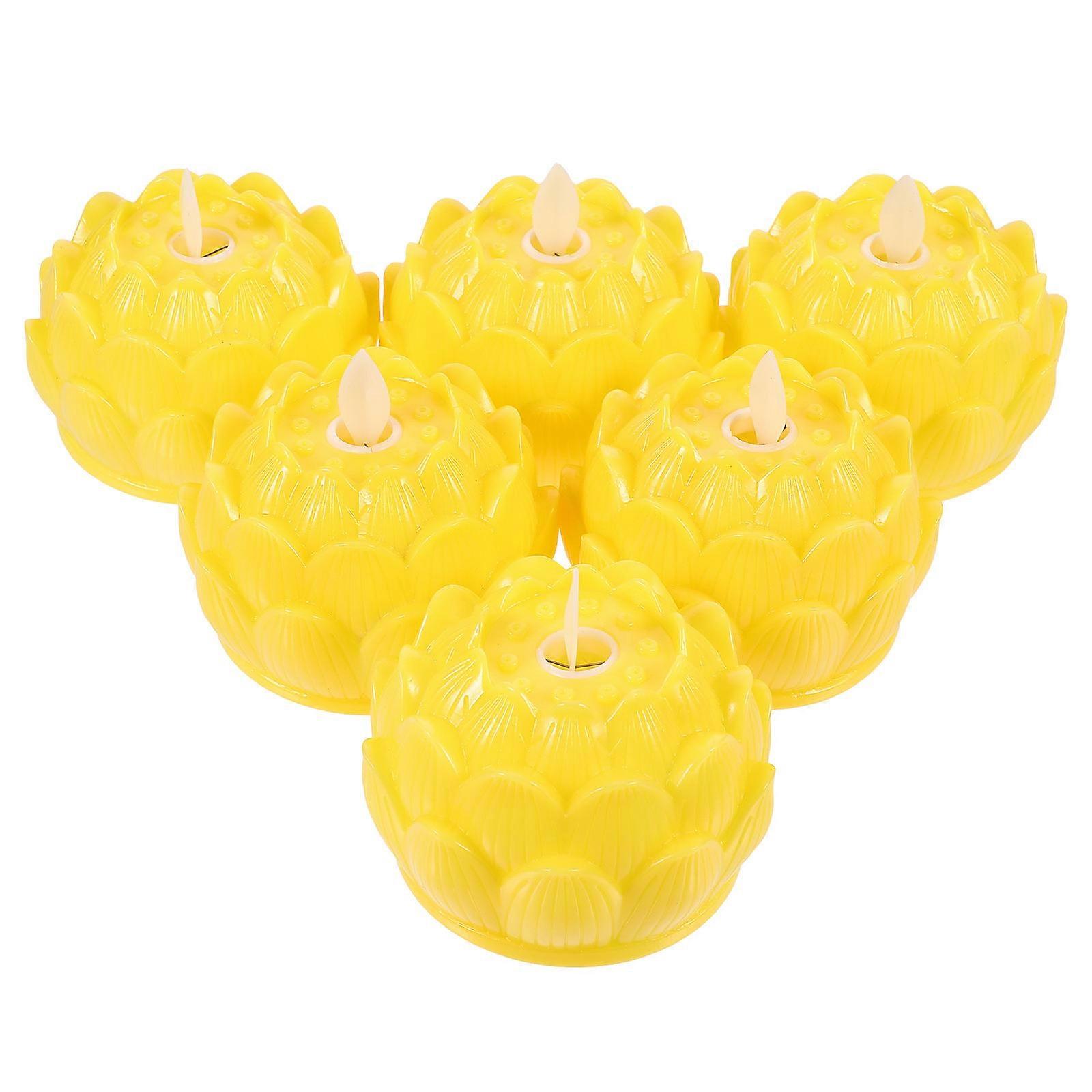 Attractive Blessing Lamp 6Pcs Illuminating Buddha Table Lamp Crafted In Lotus Shape Designed For Home And Temple Decoration