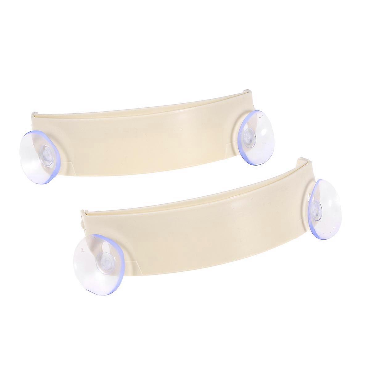 Small Trash Bag Holder Multi Purpose Suction Cup Clip Beige Plastic Bracket 2Pcs