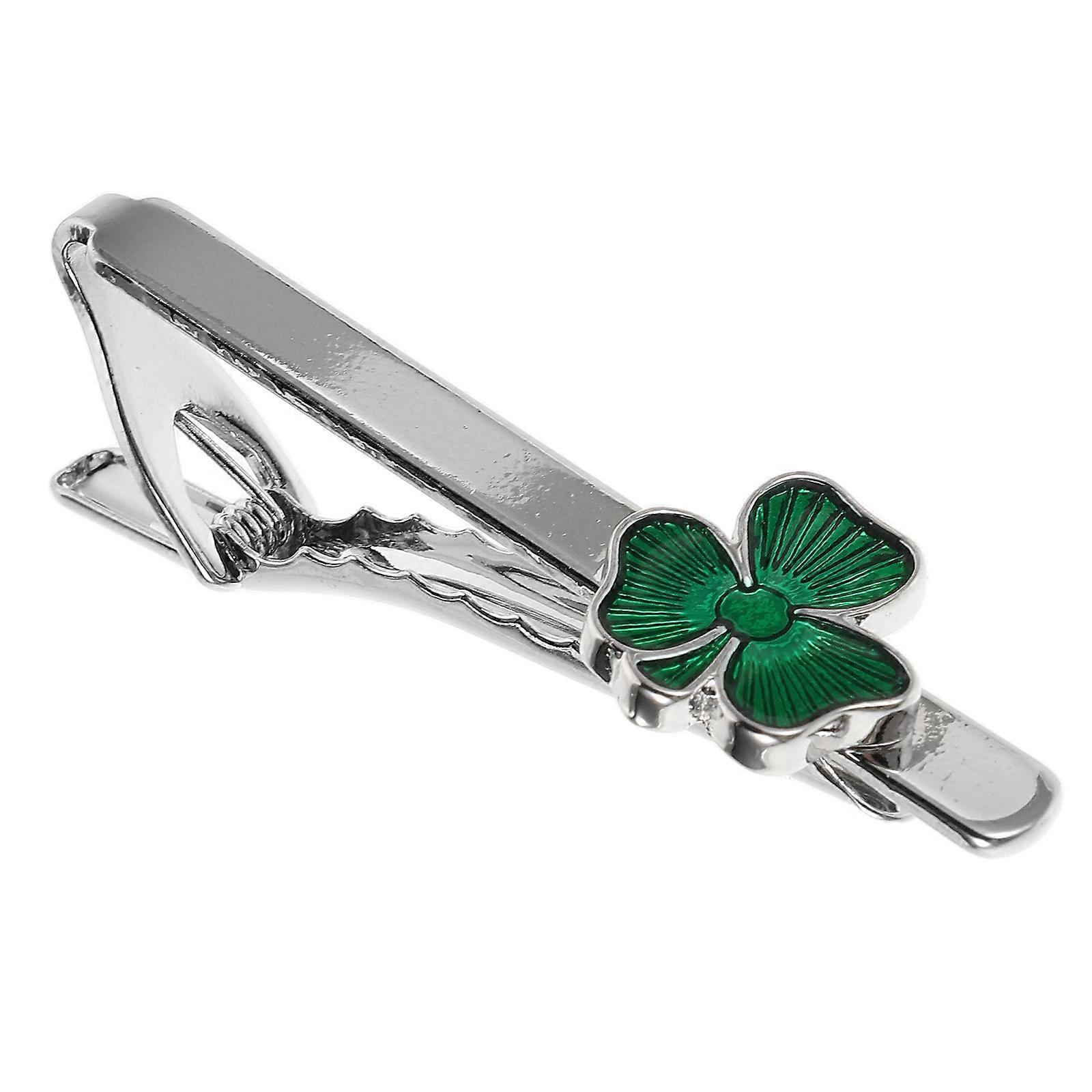 Here's a polished and professional product description based on the details you provided:
**Irish Lucky Shamrock Tie Clip for Men – Elegant Metal