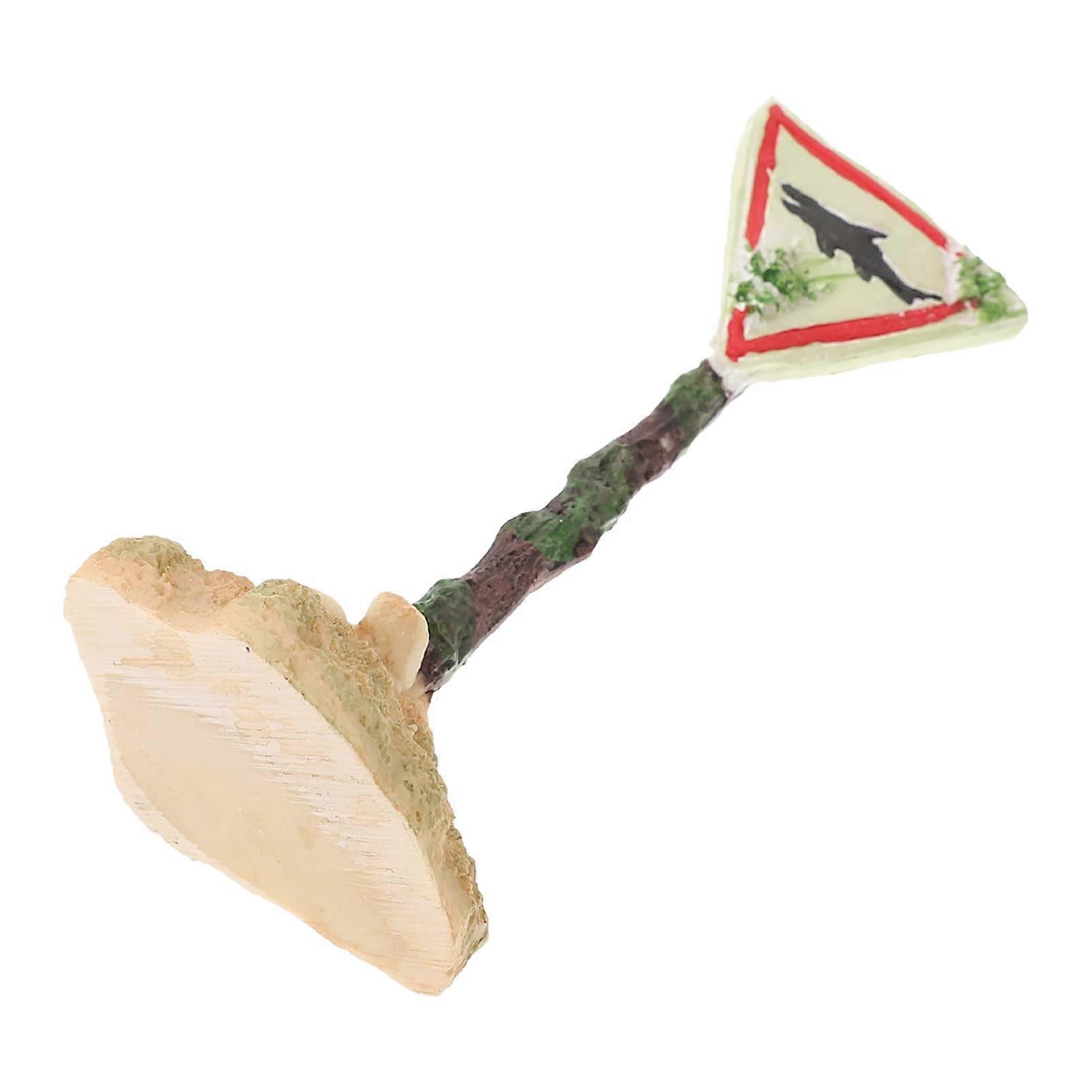 Aquarium Landscape Artificial Resin Craft Decoration Play Set with Miniature Shark Warning Signs 5.4x12cm