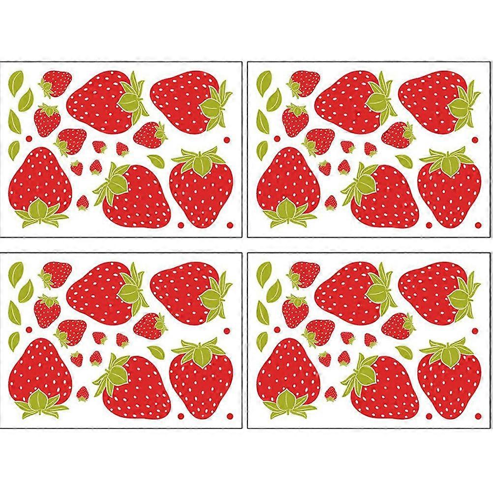 Strawberry Wall Decal Removable for Decoration 4 Sheets Peel and Stick