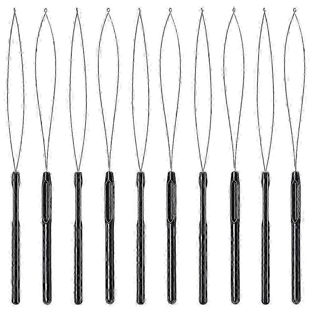 2025 10Pcs Hair Extension Loop Threader Hook Tool and Bead Tool Black Loop Threader for Hair Extension o