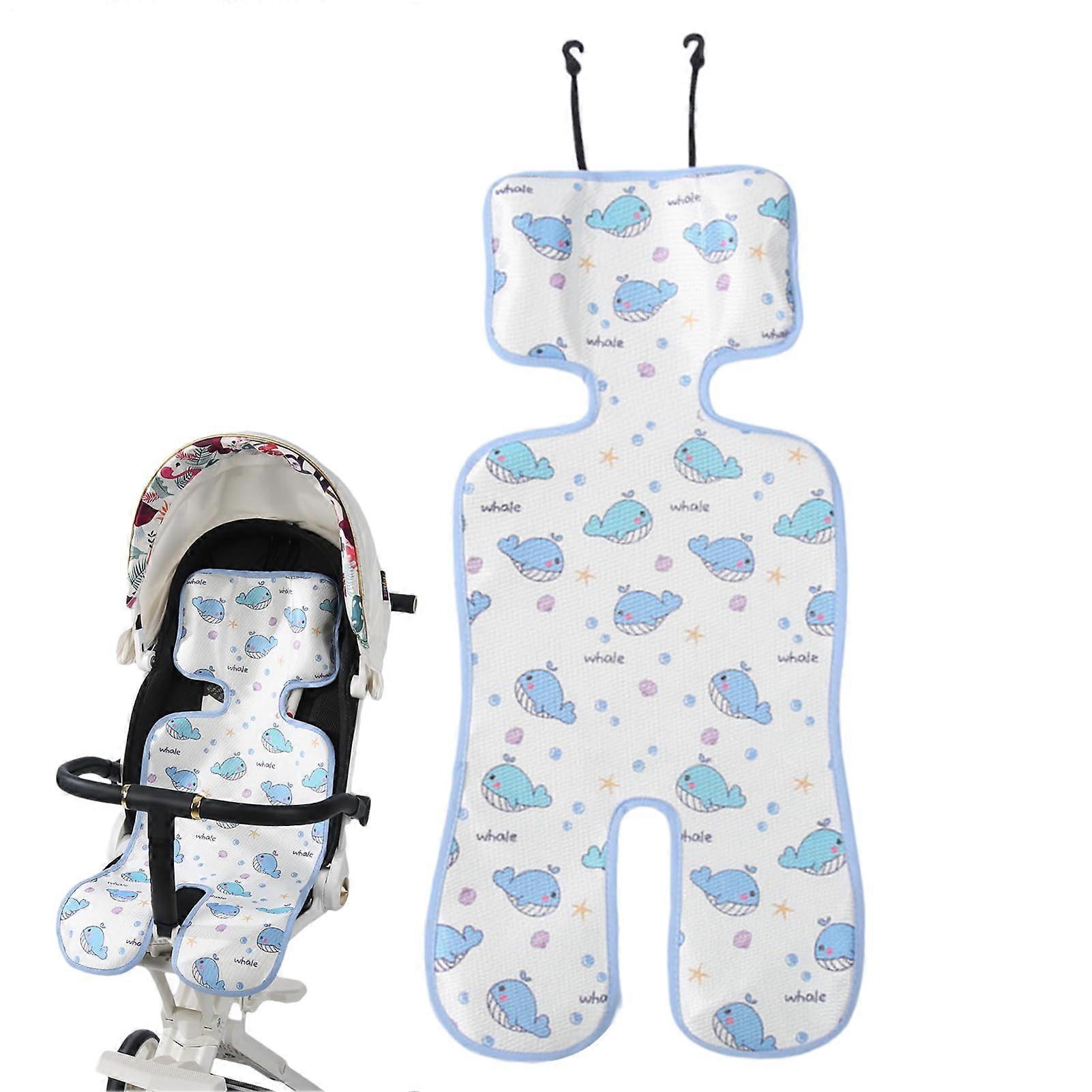 Stroller Cooling Pad, Ice Silk Breathable Soft Mat for Outdoor Use Blue Whale