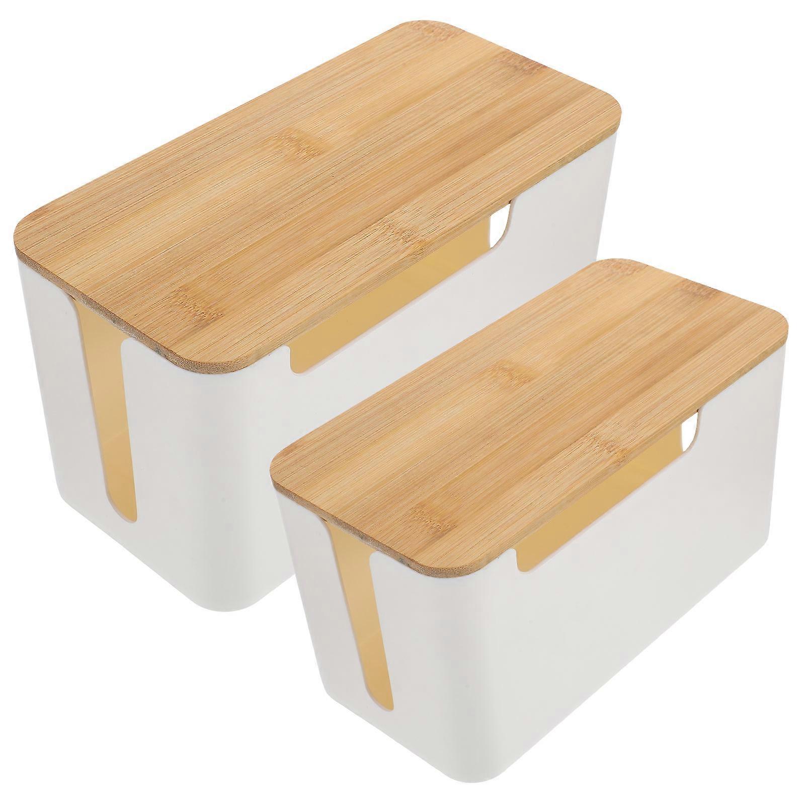 2Pcs Power Cord Organizer Socket Management Box for Home Case Cable Organizing Solution