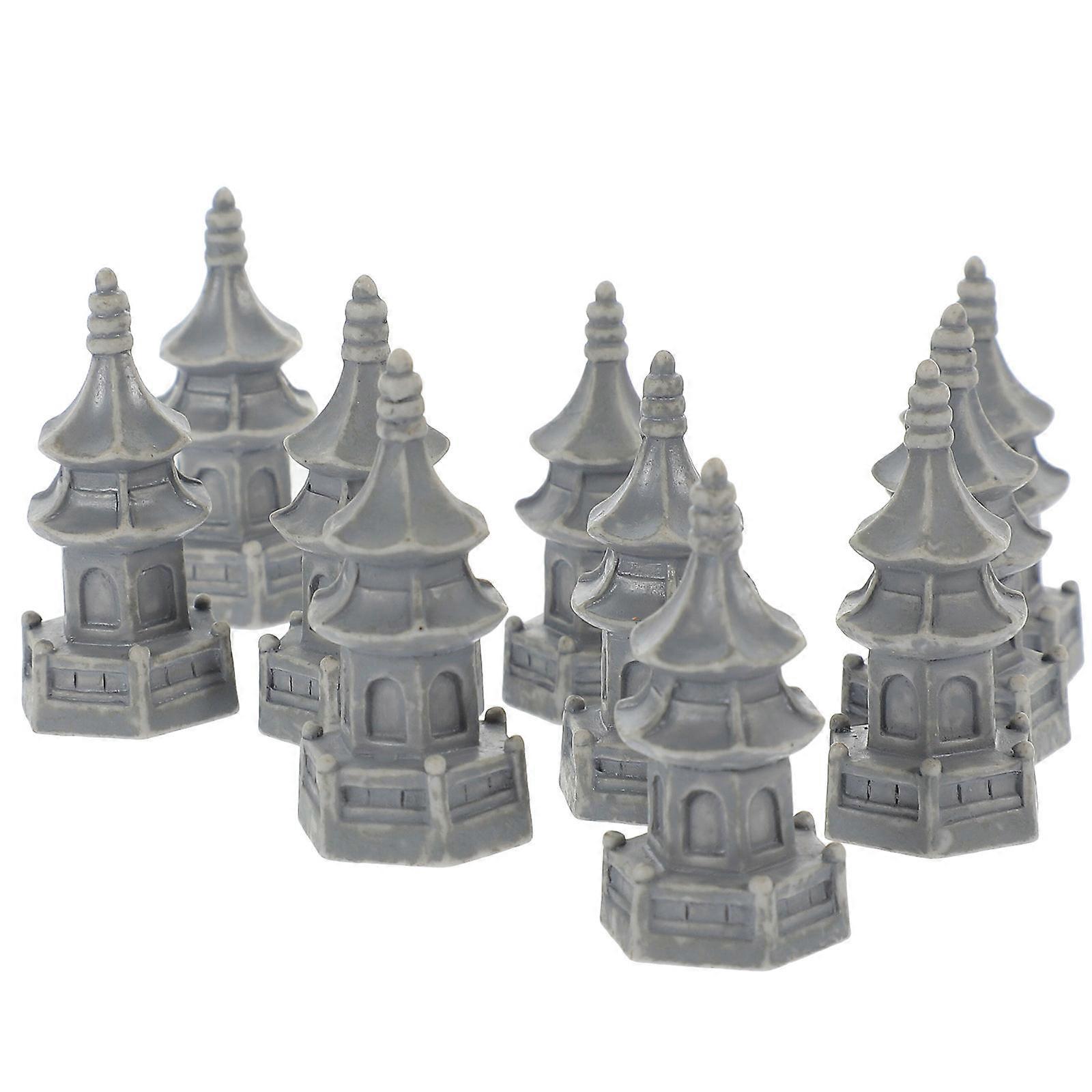 Mini Pavilion Ornament 10Pcs Hexagonal Pavilion Garden Decoration Durable Resin Material Succulent Plants