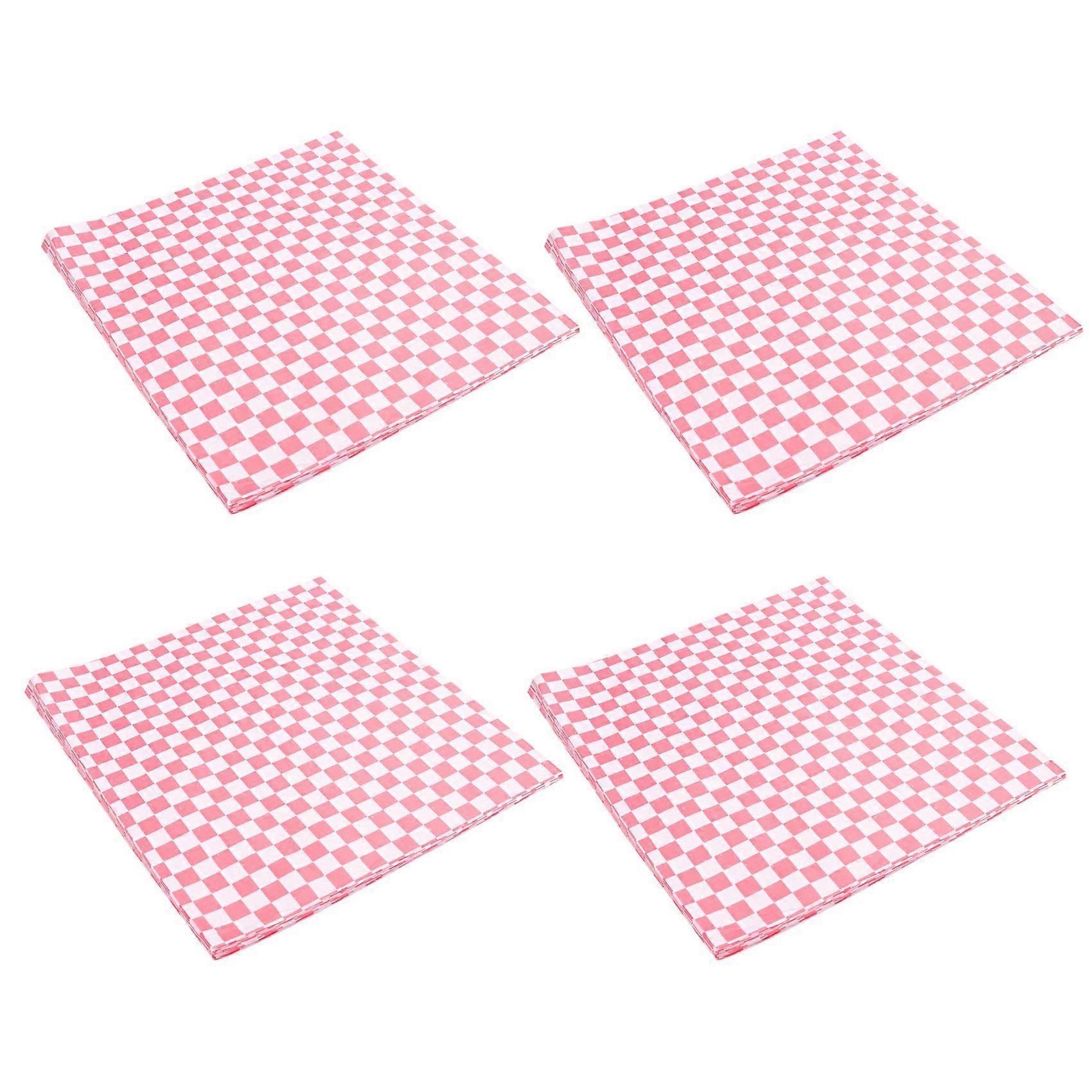 400 PCS Checkered Candy Basket Liner Food Wrap Papers, Fat Repellent, Sandwich Burger Packing, Red a