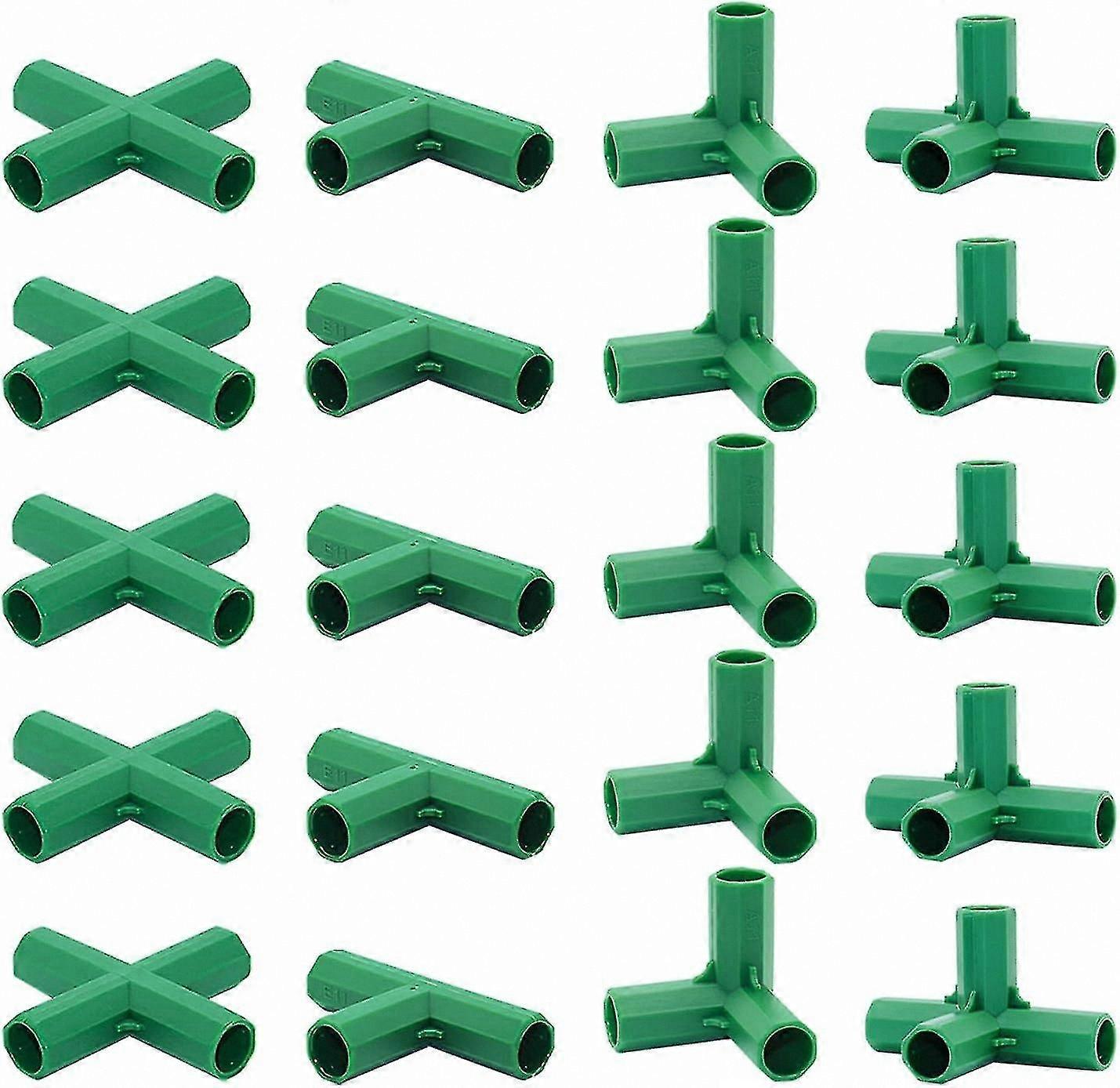 20pcs Heavy Duty Greenhouse Frame Connectors, 16mm/11mm, 4 Types for Stable Support, Suitable for Gardening, Trellis, and Shade Structures