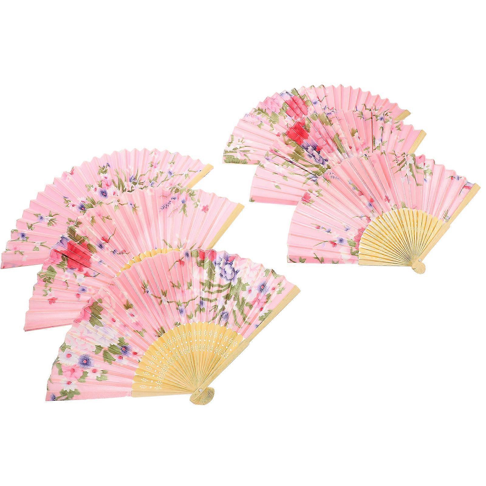 2pcs Silk Folding Hand Fan Decorative Dance Party Wedding Cosplay Accessory Elegant Durable Design