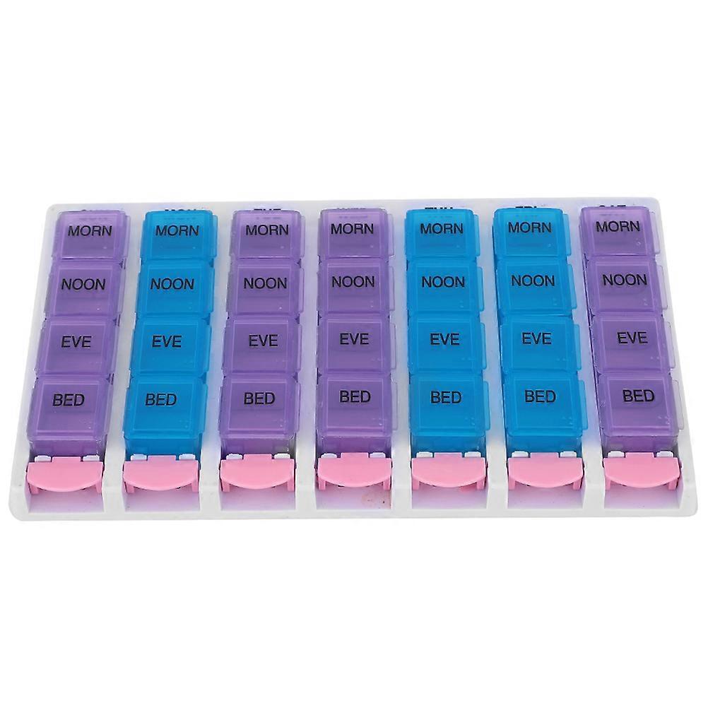 Travel Pill Organiser 28 Compartments Box For Daily Use 8.3X4.9X1.2in Portable And Sealed 1Pack