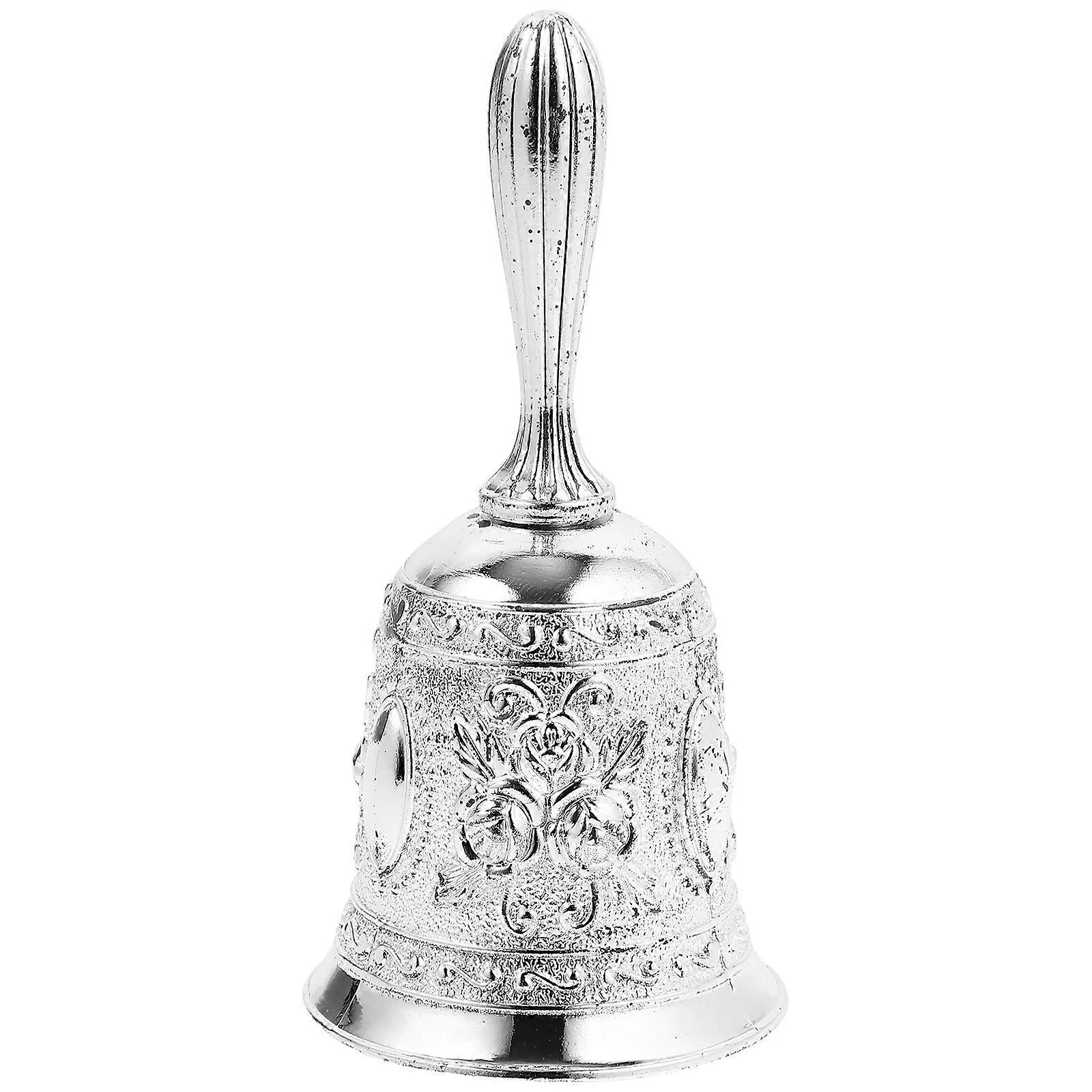 Silver Metal Bell for Decor Use Restaurant Serving Desk Doorbell with Design 4 5 inch