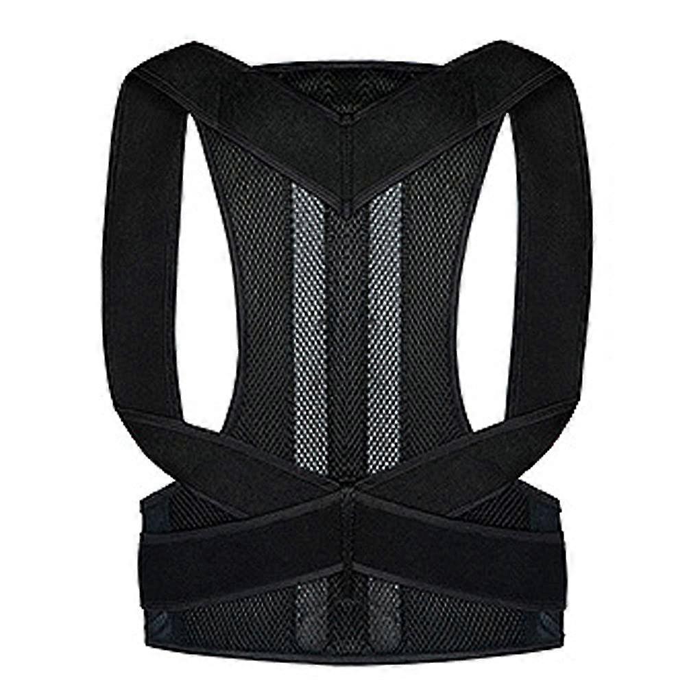Back Support E Belt Posture Corrector for Men and Women, Adjustable Size XS, Black with Underarm Cushions