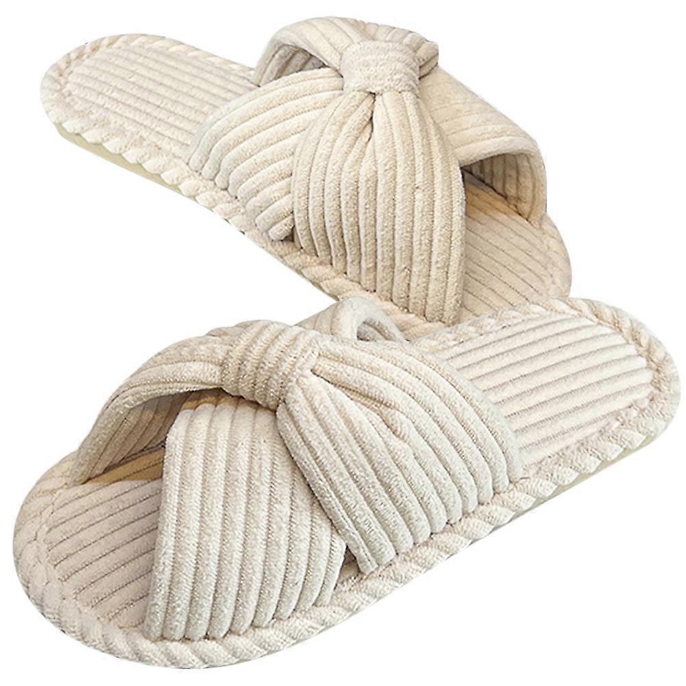 Comfy Furry Slippers For Women Autumn Winter Warmth Simple Style Indoor Use 1 Pair
