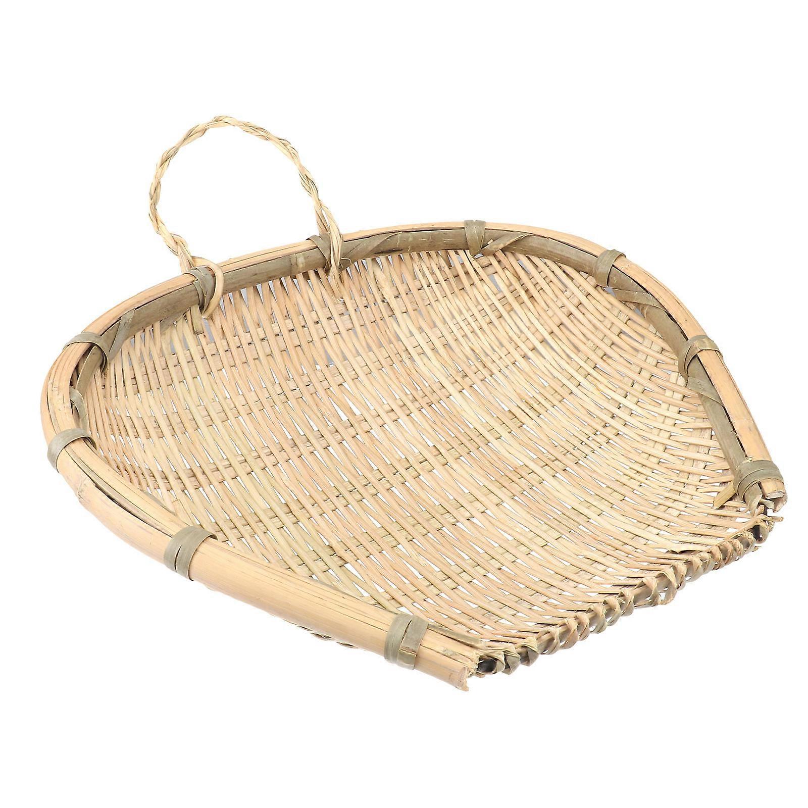 Bamboo Weaving Craft Drain Basket for Food Drying and Storage with Multi Holes Design 1pc Assorted Color