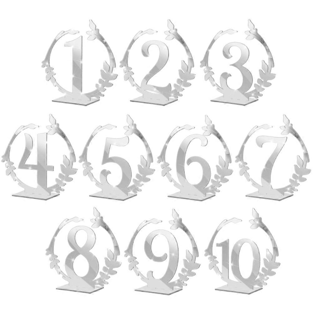 10Pcs Silver Table Number Stands Wedding Table Number Signs Ideal For Event Organizers 10.5X10.4CM Rectangular Delicate Design Use