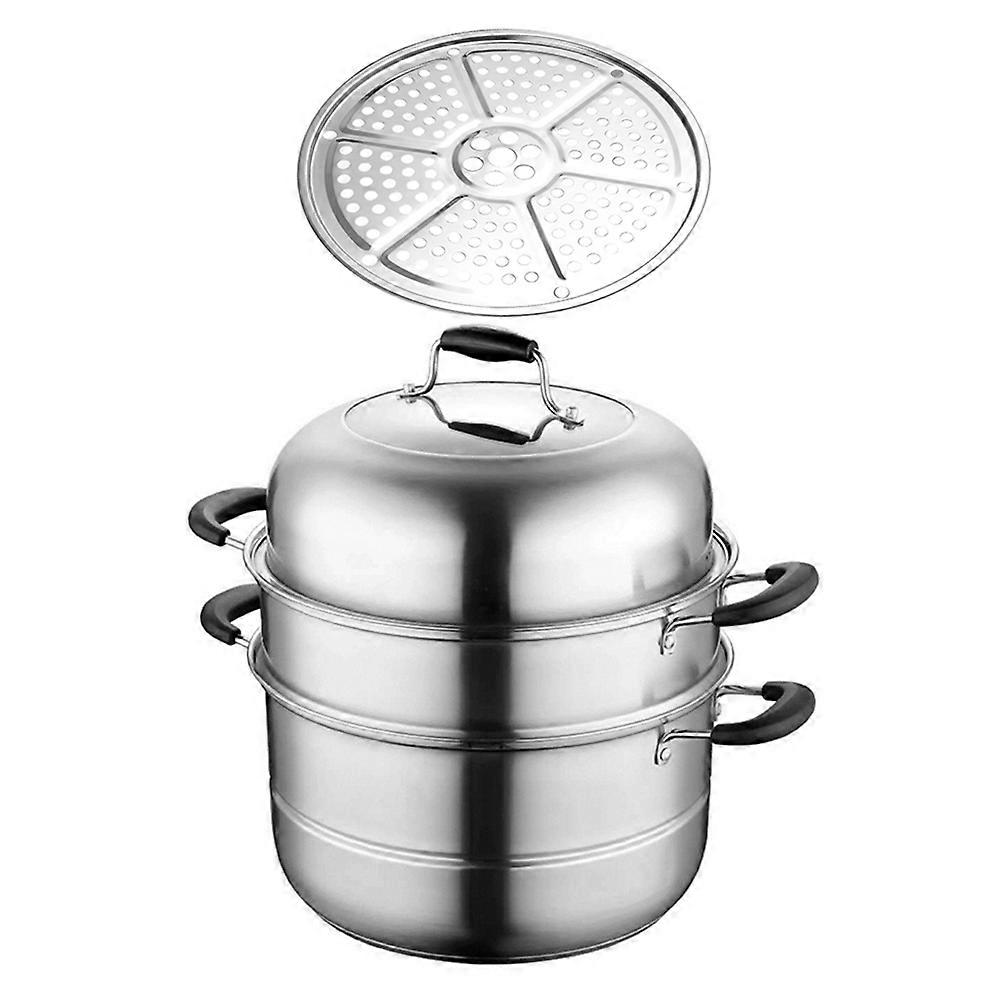 High Temperature Resistant Stainless Steel Steam Pot Designed for Cooking and Steaming Food in Silver with 1 Set