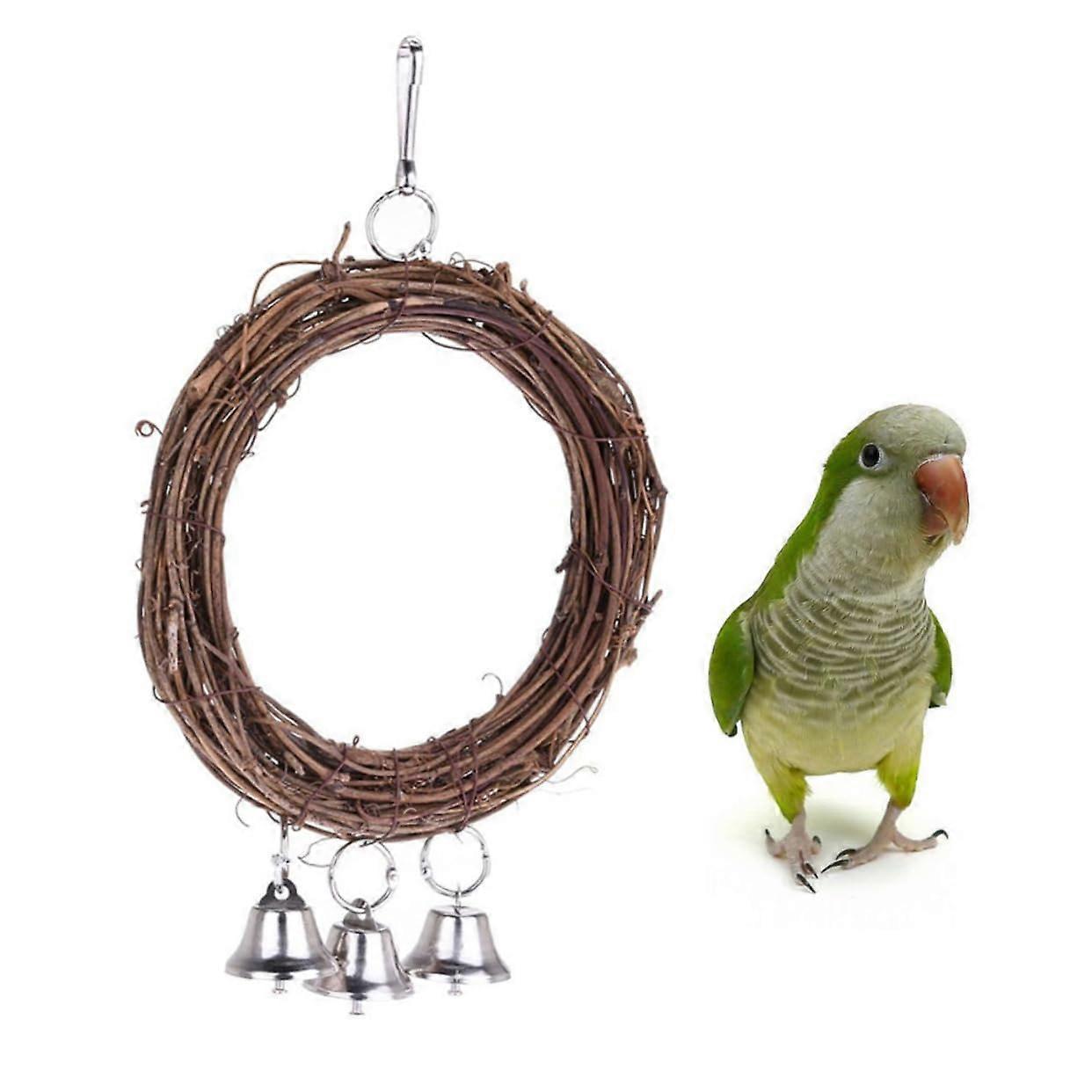 Parrots Hanging Rattan Swing with Bells for Cute Bird Toy Coordination for Cages
