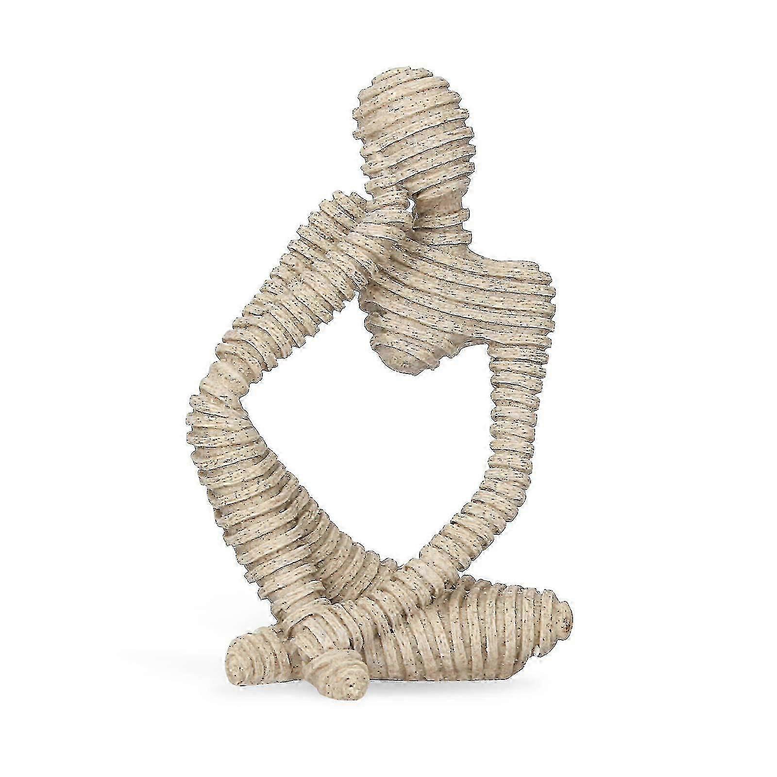 The Thinker Statue Abstract Sculpture Resin Statues For Home Decor Modern Home Office Shelf Desktop Bookshelf Decor (sandstone Stripe, Left)