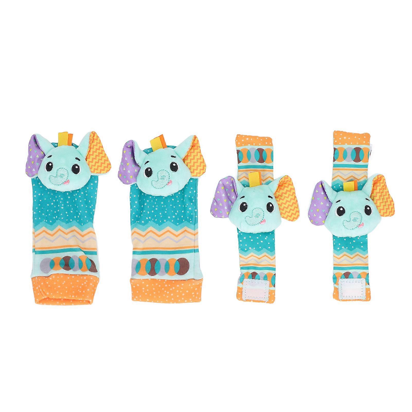 Baby Wrist Rattles Toy Colorful Pattern Soft Early Educational Rattles Foot Finder Socks Set Type 7