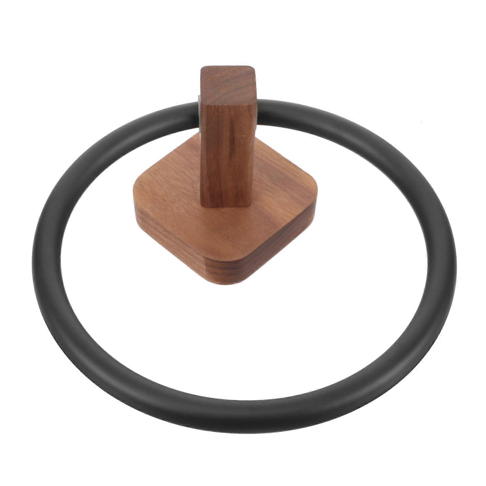 Wooden towel ring holder, solid wood, round design 20x9.5cm