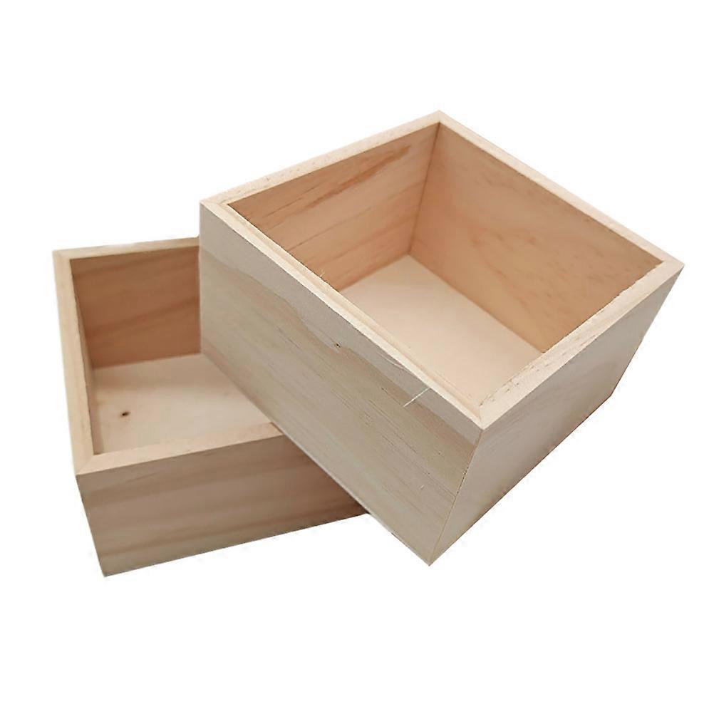 2Pcs Simple Vintage Wooden Storage Boxes Home Gift Packing Boxes