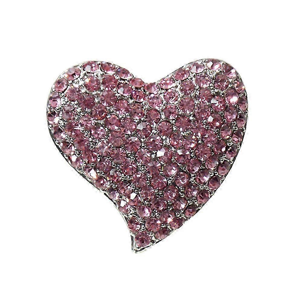 Heart Shaped Brooch Pink Rhinestone Decorative Clothes Accessory 1Pack