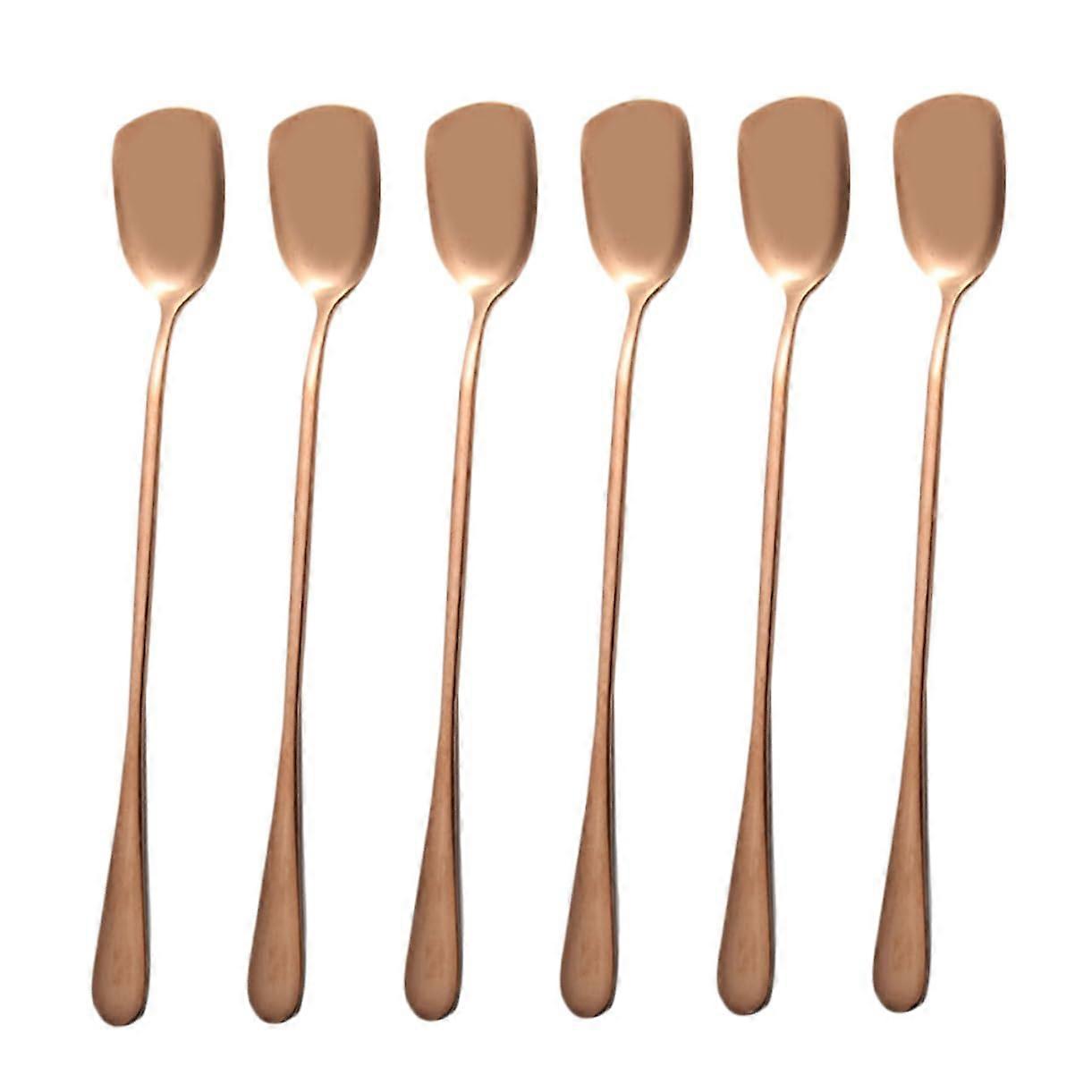 Ice Cream Scoop and Long Handle Cocktail Spoons Set of 6 Rose Gold for Desserts and Drinks