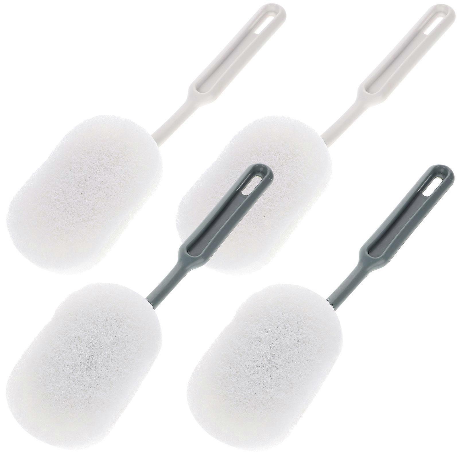 4pcs Long Handled Bathroom Cleaning Brush with Replaceable Heads, Ergonomic Design, Durable Bristles, for Toilet, Floor & Wall Scrubbing, Space