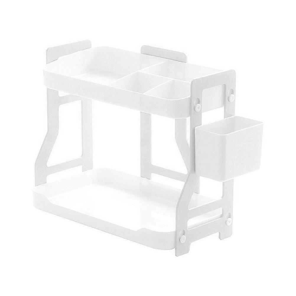 Double Layer Compact Storage Rack for Cosmetics, Office Supplies, and Sundry Items – Durable Household Organizer for Home, Kitchen, and Office Use –
