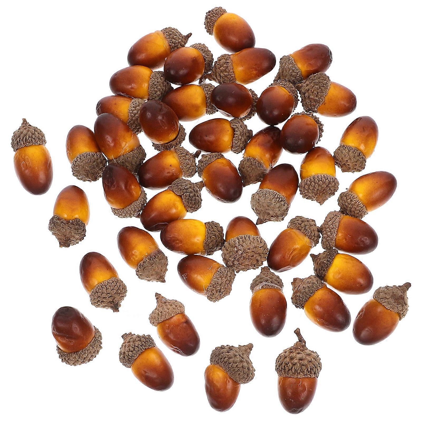 50pcs Realistic Artificial Acorns for DIY Crafts, Holiday Decor, Christmas Trees, Autumn Displays, and Creative Projects