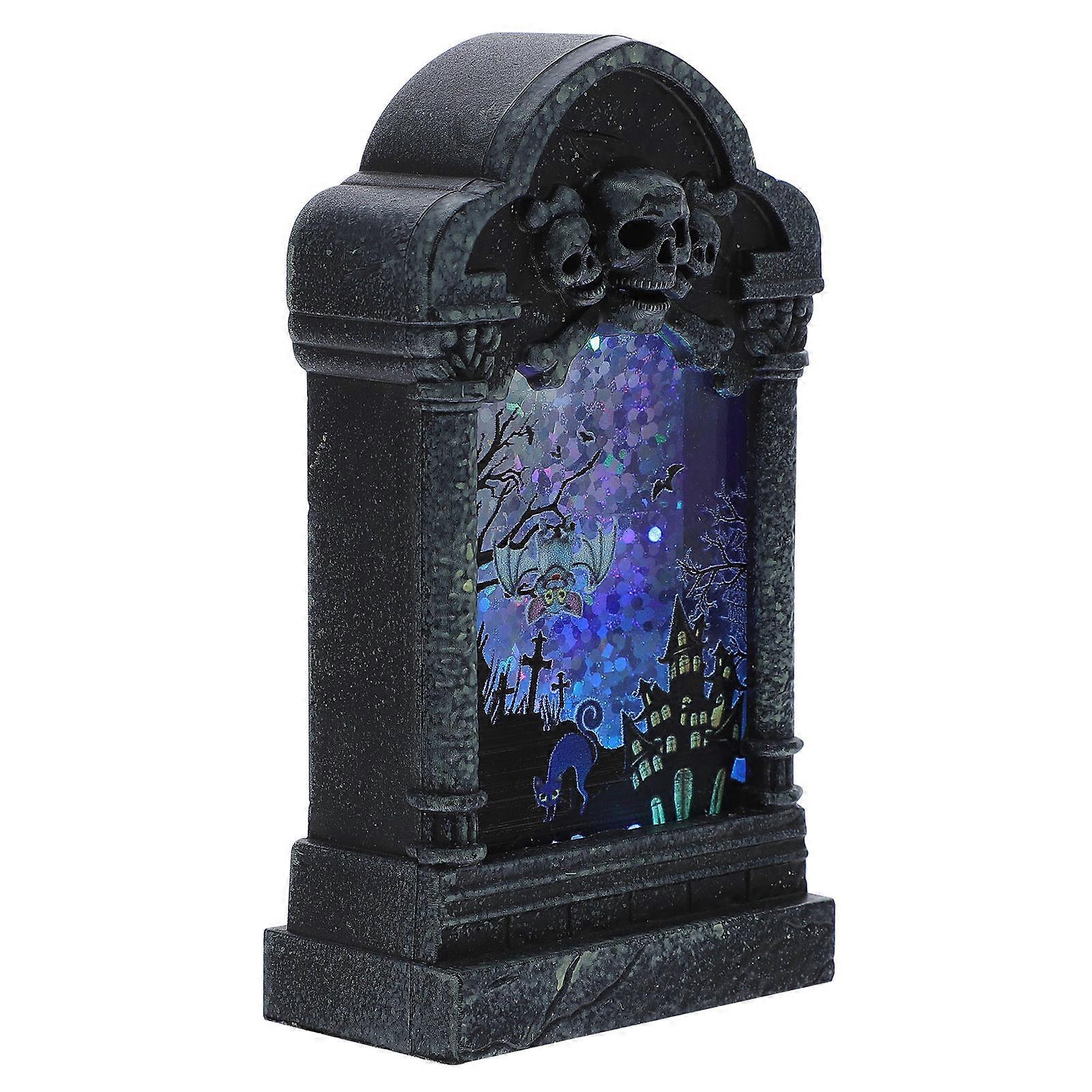 Decorative LED Halloween Tombstone For Table And Fireplace Use In Black Color With Dimensions 12X7CM And 1Set