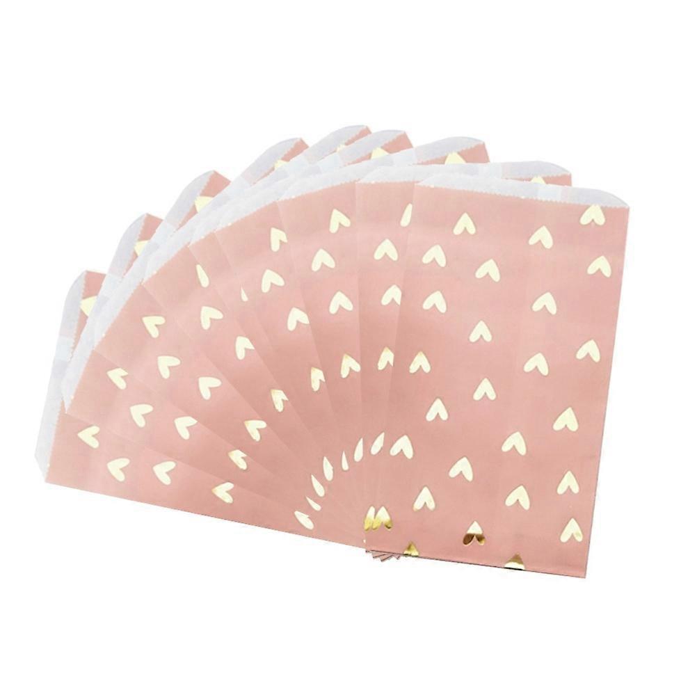 25pcs Pink Bronzing Heart Kraft Paper Treat Bags – Party Favors for Birthdays, Weddings & Events – Candy, Sweets & Snacks Packaging – Stylish &