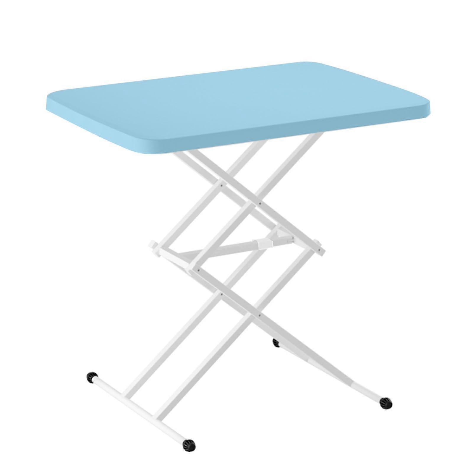 Blue Plastic Folding Table Outdoor Camping Picnic Table with 4 Adjustable Heights Ref: 3691