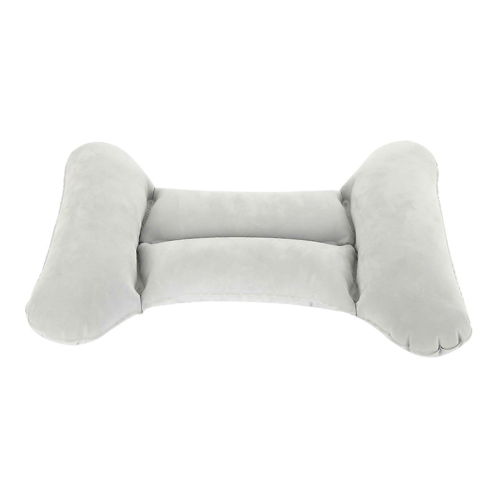 Inflatable Travel Lumbar Pillow HShaped Lightweight Back Cushion for Car Seats, Chairs – Grey